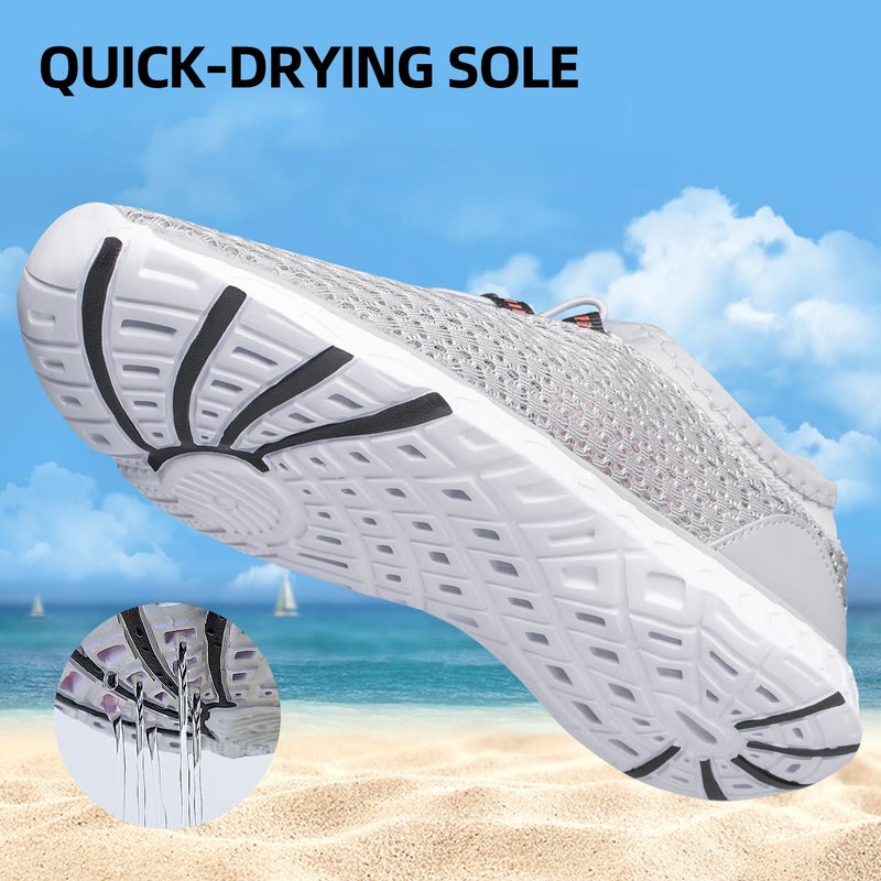 DOUSSPRT Women's Water Shoes Quick Drying Sports Aqua Shoes Grey Size 10 - Image 3